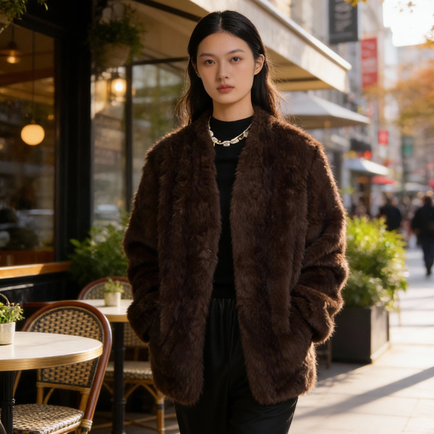 【戛纳天后-极寒系列】冬季设计师美拉德小湖羊皮毛外套环保毛毛,淘宝优惠券,粉丝福利购,淘宝优惠卷