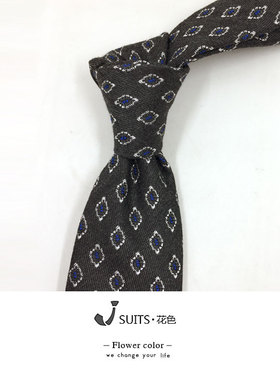 复古提花棉麻绣花花纹装领带