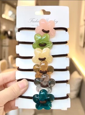 质感水墨纹理亚克力花朵发圈 时尚串珠发绳马尾扎头发皮筋头绳女