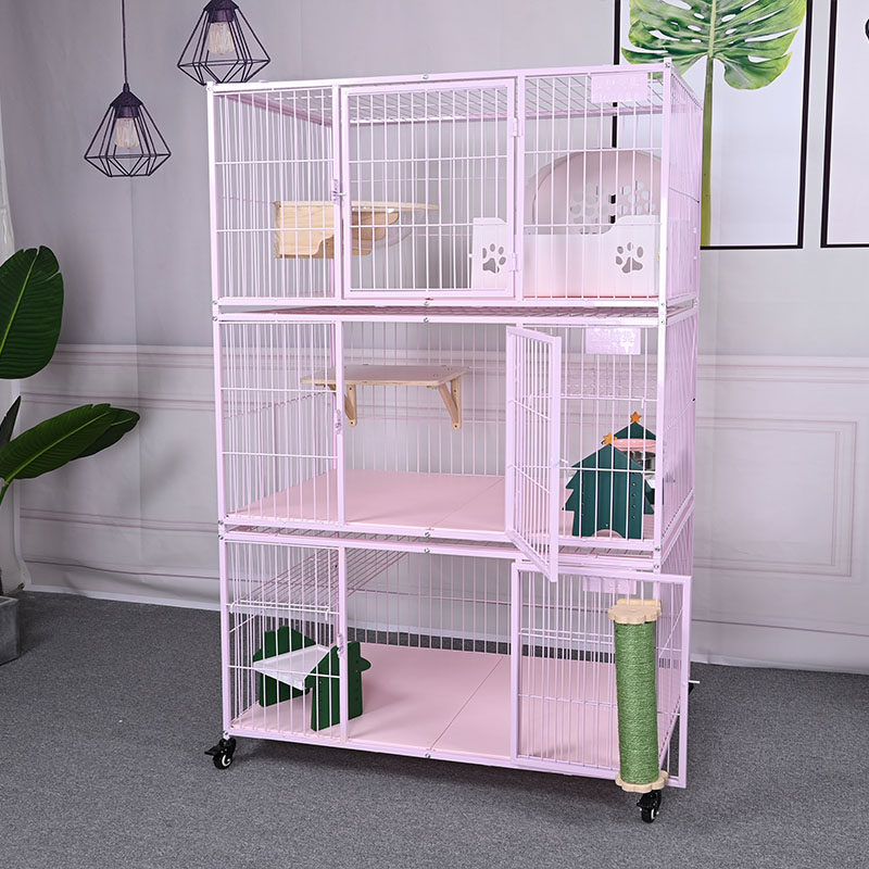 猫笼子三层繁育展示养殖板寄养隔离宠物店大型粉平板舒适猫舍家用,淘宝优惠券,粉丝福利购,淘宝优惠卷
