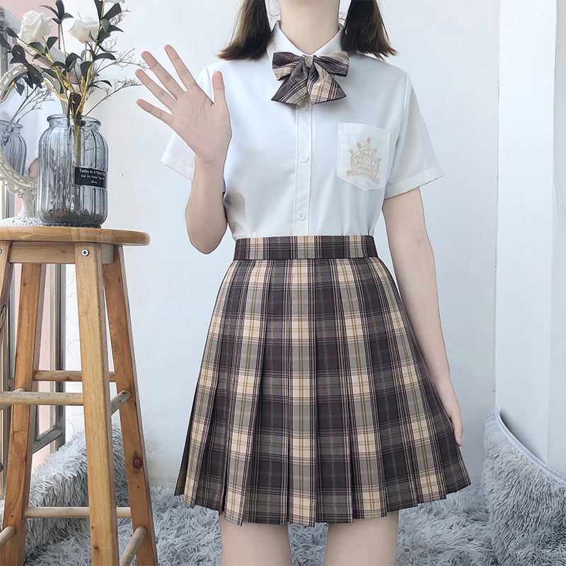 【栗岩冈】栗花熊原创正版jk制服格裙棕色半身裙校供秋冬百褶裙女-图2