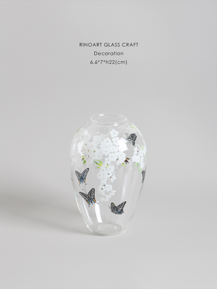 若奈家居 威尼斯藏品“白樱系列”珐琅釉玻璃芍药花瓶摆件插花 - 图1
