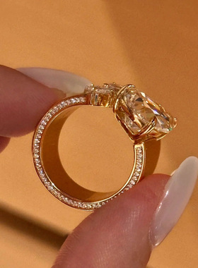小红书同款老钱感双头闪钻开口金戒指女款轻奢高级感爆闪戒指