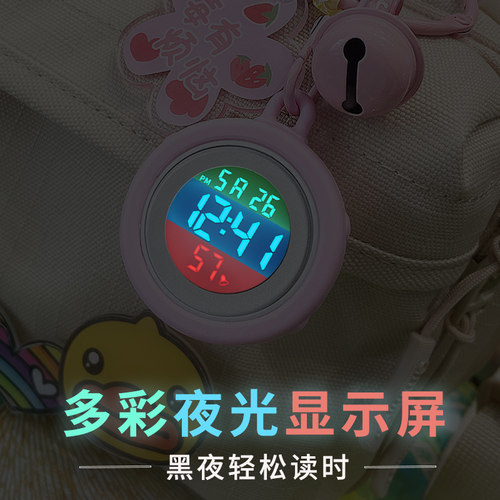 卡通钥匙扣挂表女生大表盘夜光初高中学生表挂包包迷你小表儿童表 - 图0