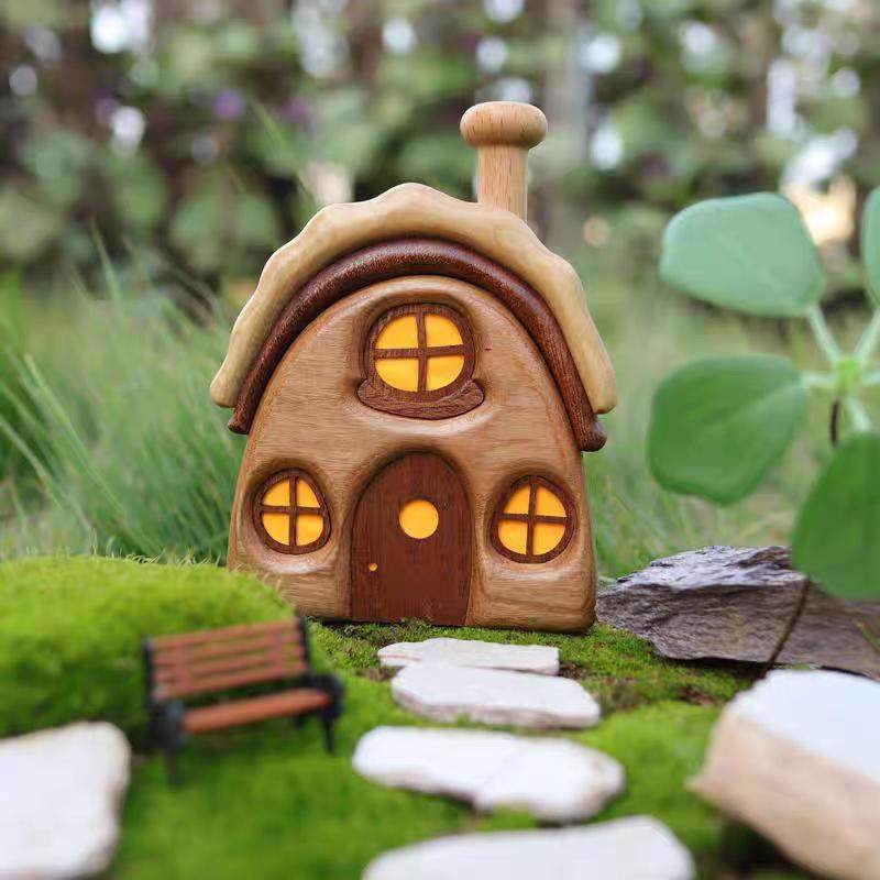 可爱小房子摆件实木质荧光夜光潮玩配件微景观木屋创意桌面礼物,淘宝优惠券,粉丝福利购,淘宝优惠卷