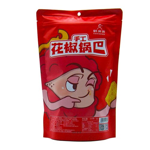 陕西韩城花椒手工锅巴韩麻麻花椒膨化零食210g麻辣味香脆大米美味 - 图0