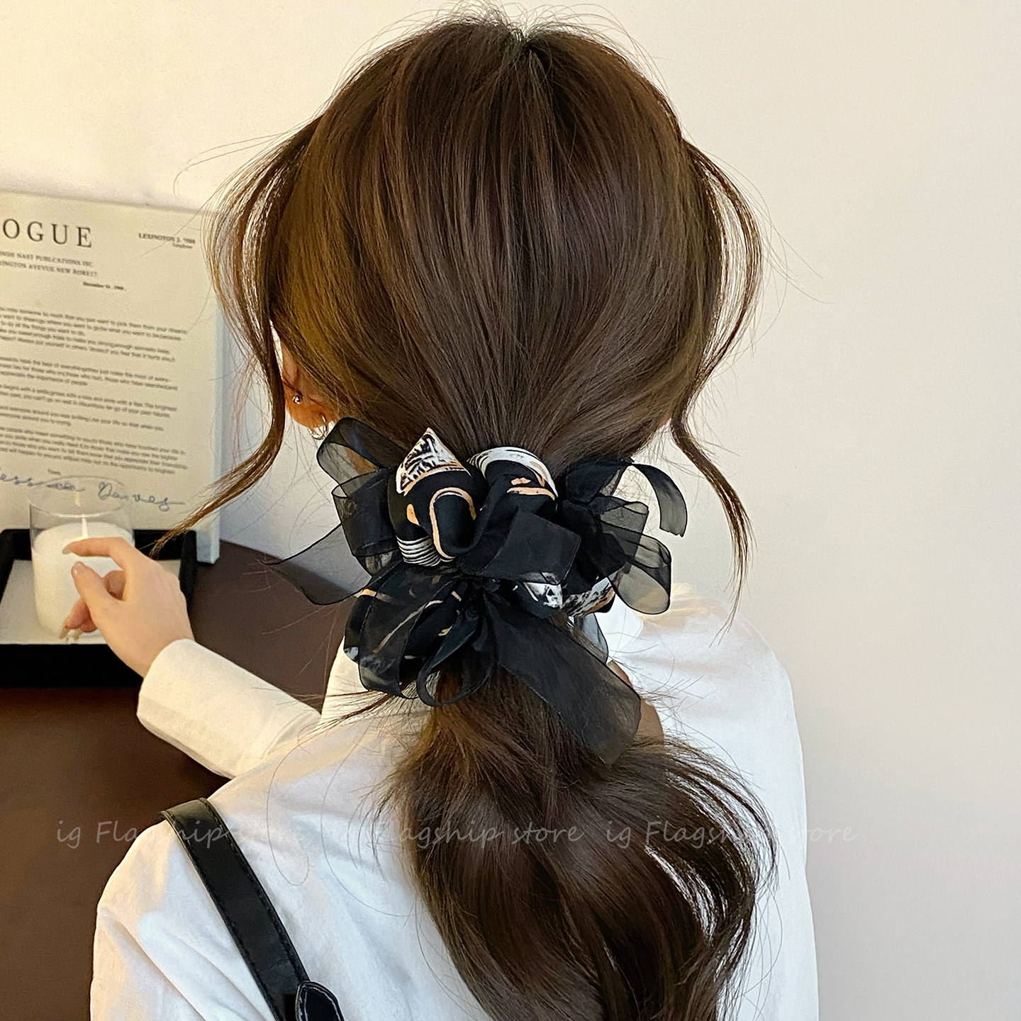 法式气质网纱飘带大肠发圈女2026新款扎头发低马尾洋气头绳皮筋,淘宝优惠券,粉丝福利购,淘宝优惠卷