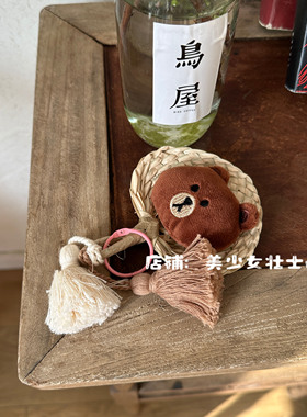 包挂布朗熊手工蒲扇挂件
