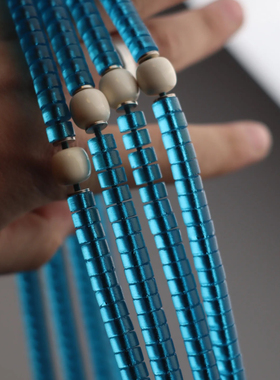 蓝色黄色老琉璃99颗泰斯比哈礼拜赞珠民族Muslim礼拜念珠