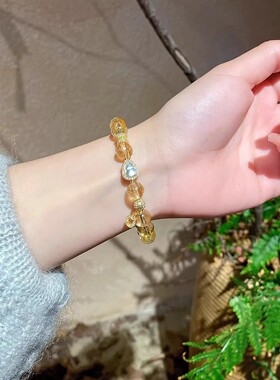 7A级别【八方来财】天然黄水晶手链水晶手串水沫玉葫芦福寿双全
