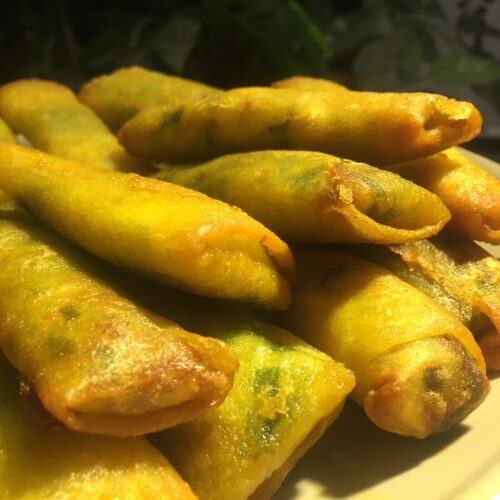 苏北特产春卷 爽口素馅春卷 煎炸春卷速冻食品500g 13只/包 - 图2