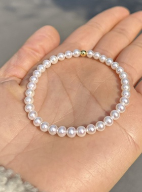 小米baby珍珠手链女天然淡水珍珠弹力绳时尚百搭气质高级感手串