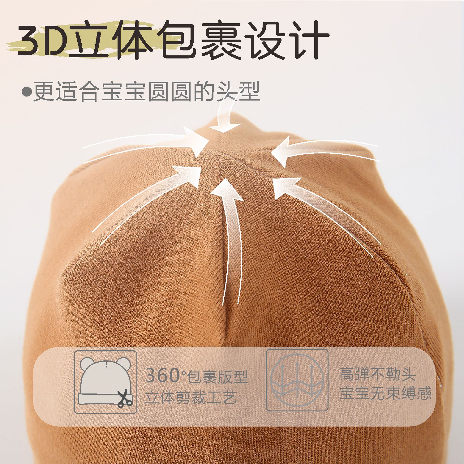 婴儿帽子春秋冬0-6月男女宝护囟门胎帽新生儿双层简约纯棉套头帽1 - 图1