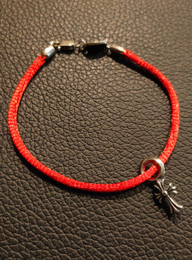 925银十字架童军花宝剑桃心手链