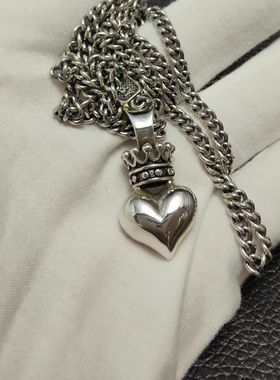 皇冠桃心吊坠项链925银女神男神