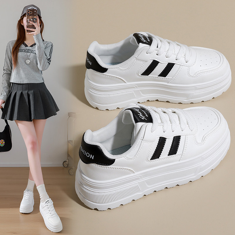 春季增高女鞋黑白板鞋2026新款真皮学生小白鞋34码百搭轻便运动鞋,淘宝优惠券,粉丝福利购,淘宝优惠卷