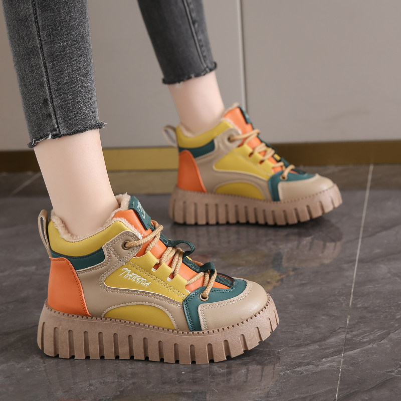 网红爆款莆田老爹鞋女冬季加绒高帮棉鞋2025新款真皮松糕运动潮鞋,淘宝优惠券,粉丝福利购,淘宝优惠卷