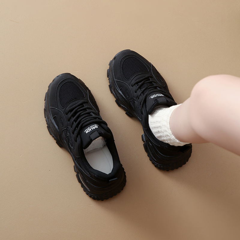 欧货厚底老爹鞋女2025春秋超好看显脚小增高透气运动休闲鞋子34码 - 图3
