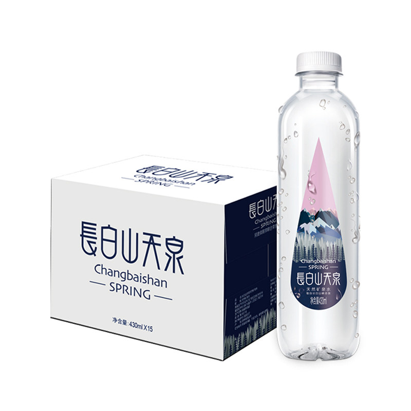 长白山天泉矿泉水430ml*15瓶整箱特价偏硅酸弱碱低钠小瓶饮用水
