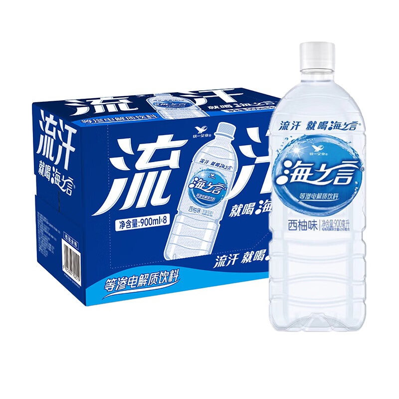 统一海之言西柚味900ml*8瓶整箱包邮特批价夏日流汗补水果味饮料 - 图0