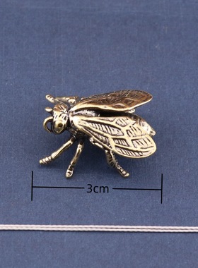 创意纯黄铜蜜蜂螳螂蟋蟀蜻蜓苍蝇昆虫系列桌面茶宠装饰工艺品摆件