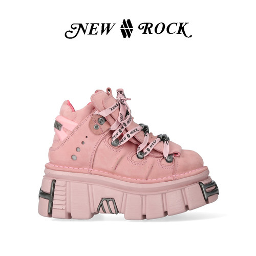 New Rock西班牙潮牌新款多巴胺穿搭朋克风高帮松糕厚底鞋 - 图1