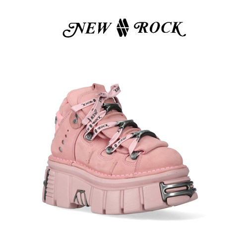 New Rock西班牙潮牌新款多巴胺穿搭朋克风高帮松糕厚底鞋 - 图2