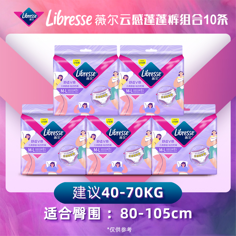 薇爾云感蓬蓬褲安睡褲衛生巾姨媽褲2片5包夜用ML碼防漏安心褲QD1_Libresse官方旗艦店_洗護清潔劑/衛生巾/紙/香薰
