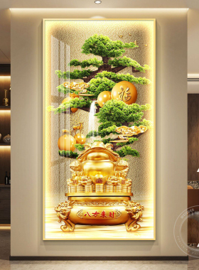 聚宝盆轻奢led灯入户玄关装饰画走廊过道挂画壁画简约现代高级感
