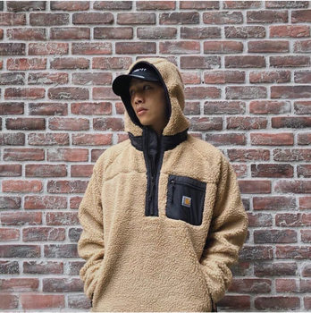 ເສື້ອຢືດ Carhartt WIP Carhartt ເຄິ່ງ zip polar fleece sweatshirt top hooded lamb plush thick warm