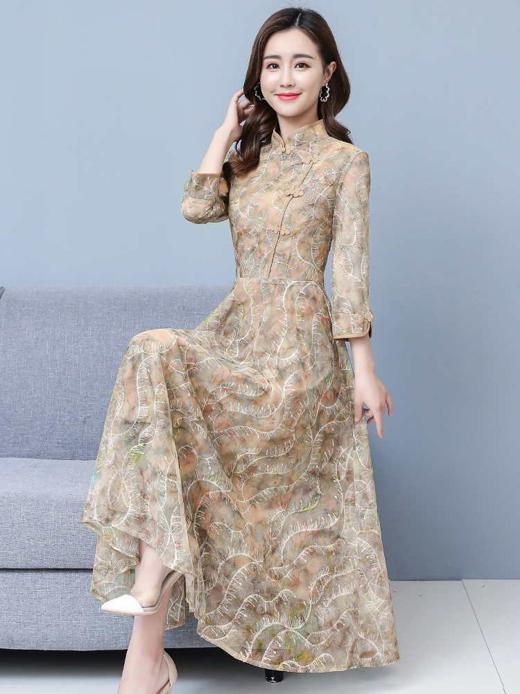 改良版旗袍2020年新款初秋装连衣裙 杨柳细腰连衣裙