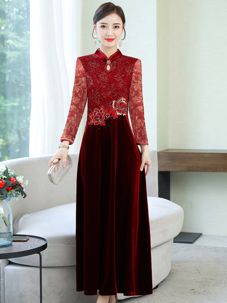 改良版旗袍秋装2020年新款喜连衣裙 杨柳细腰旗袍