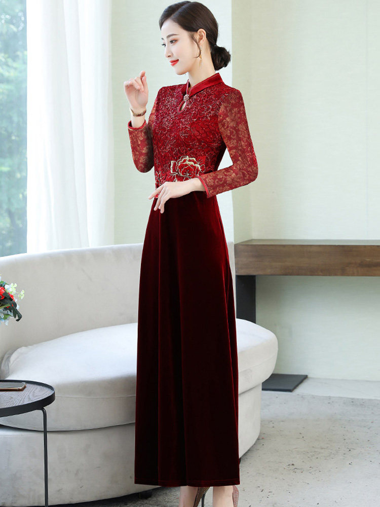 改良版旗袍秋装2020年新款喜连衣裙 杨柳细腰旗袍