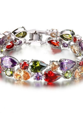 新款简约彩色锆石手链时尚优雅气质复高级感女轻奢手饰饰品手链