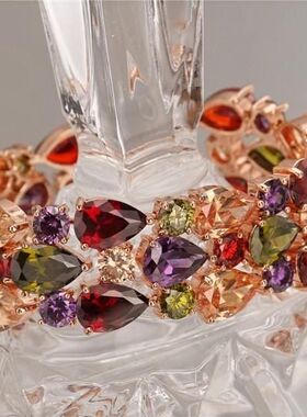 七彩锆石手链水晶蒙娜丽莎气质奢华手环欧美女个性闺蜜高档手镯