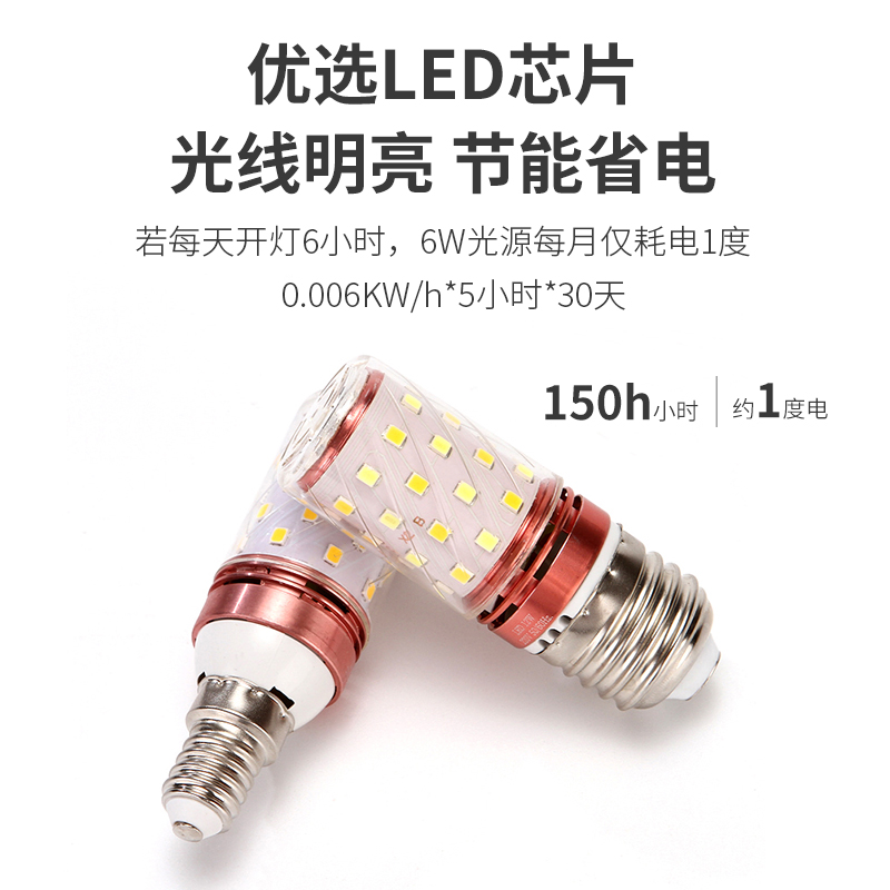 新款LED灯泡220V超亮节能省电玉米灯E27E14螺口家用照明吊灯白光 - 图1