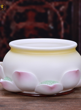 格兰吉陶瓷静莲花瓣香炉供奉佛具