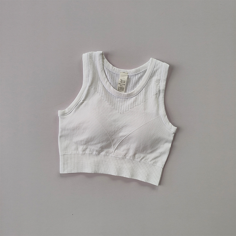 断码一体式运动内衣女防震瑜伽健身文胸外穿镂空美背背心式bra - 图2