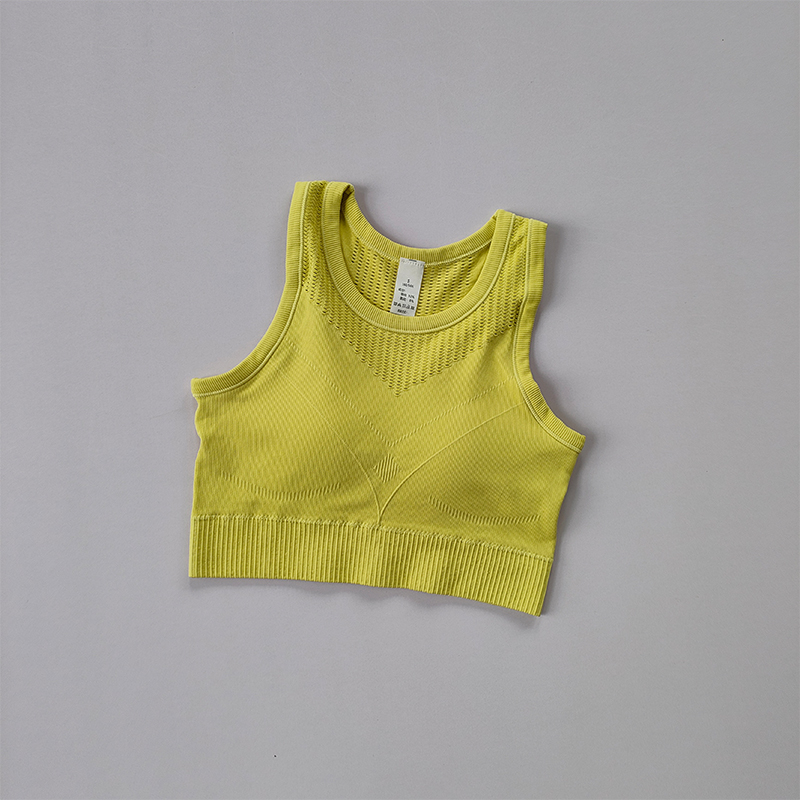 断码一体式运动内衣女防震瑜伽健身文胸外穿镂空美背背心式bra - 图0