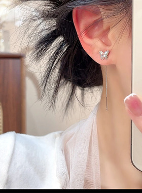 超仙甜美春夏炫彩蝴蝶流苏耳线女