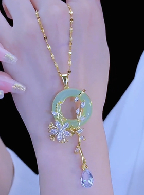 夏季爆款花开富贵绿色平安扣项链