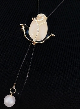 网红爆款咖色郁金香毛衣链项链女