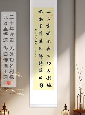 书法手写卷轴定制客厅茶室挂画