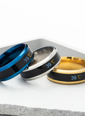 日韩个性温度戒指钛钢创意感温