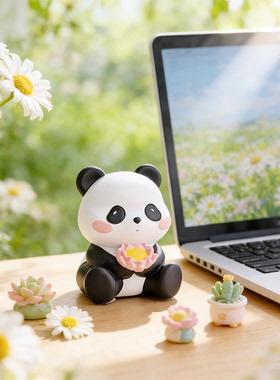 熊猫钓鱼桌面摆件可爱解压送礼