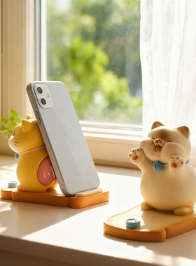 创意猫咪手机支架桌面装饰摆件