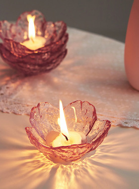 法式冰裂釉花朵茶杯发光礼盒摆件