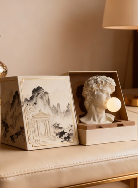 新古典石材精雕发光人物雕塑摆件