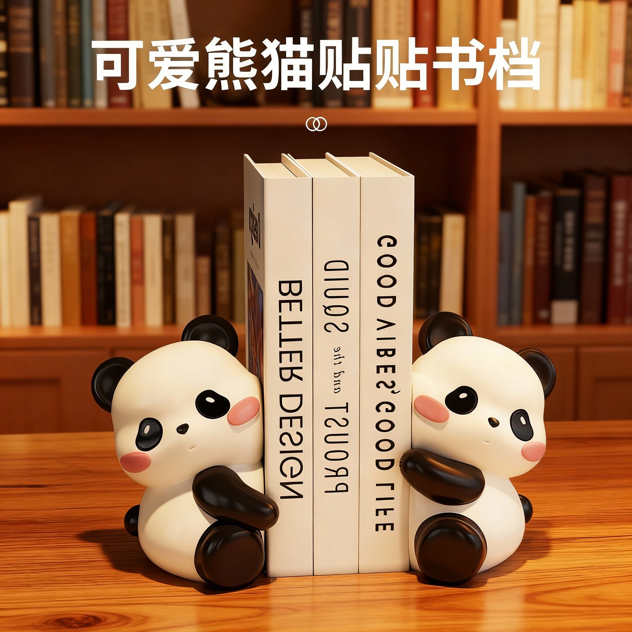 可爱熊猫书挡树脂桌面摆件书房装饰品学生创意书架支撑,淘宝优惠券,粉丝福利购,淘宝优惠卷