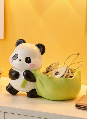 可爱熊猫树脂收纳摆件礼物